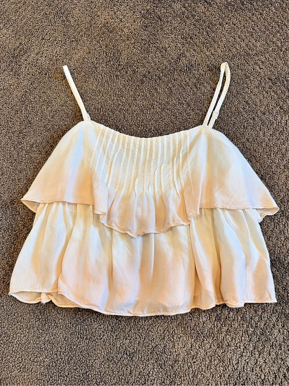 American Eagle Tiered Ruffle Babydoll Cami White XS